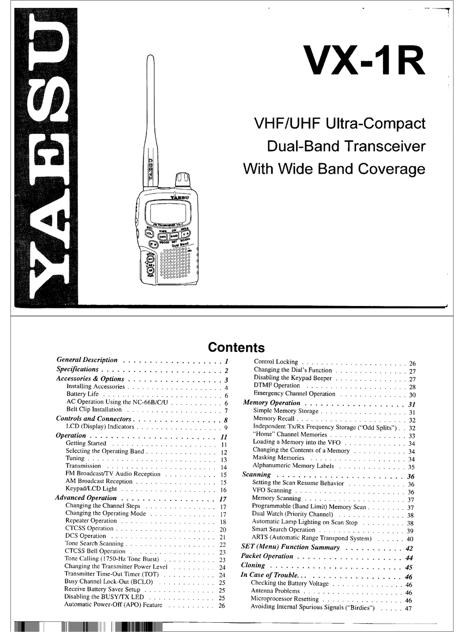 YAESU VX-1R USER MANUAL Pdf Download | ManualsLib