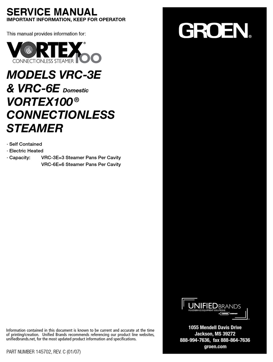 GROEN VRC3E SERVICE MANUAL Pdf Download ManualsLib