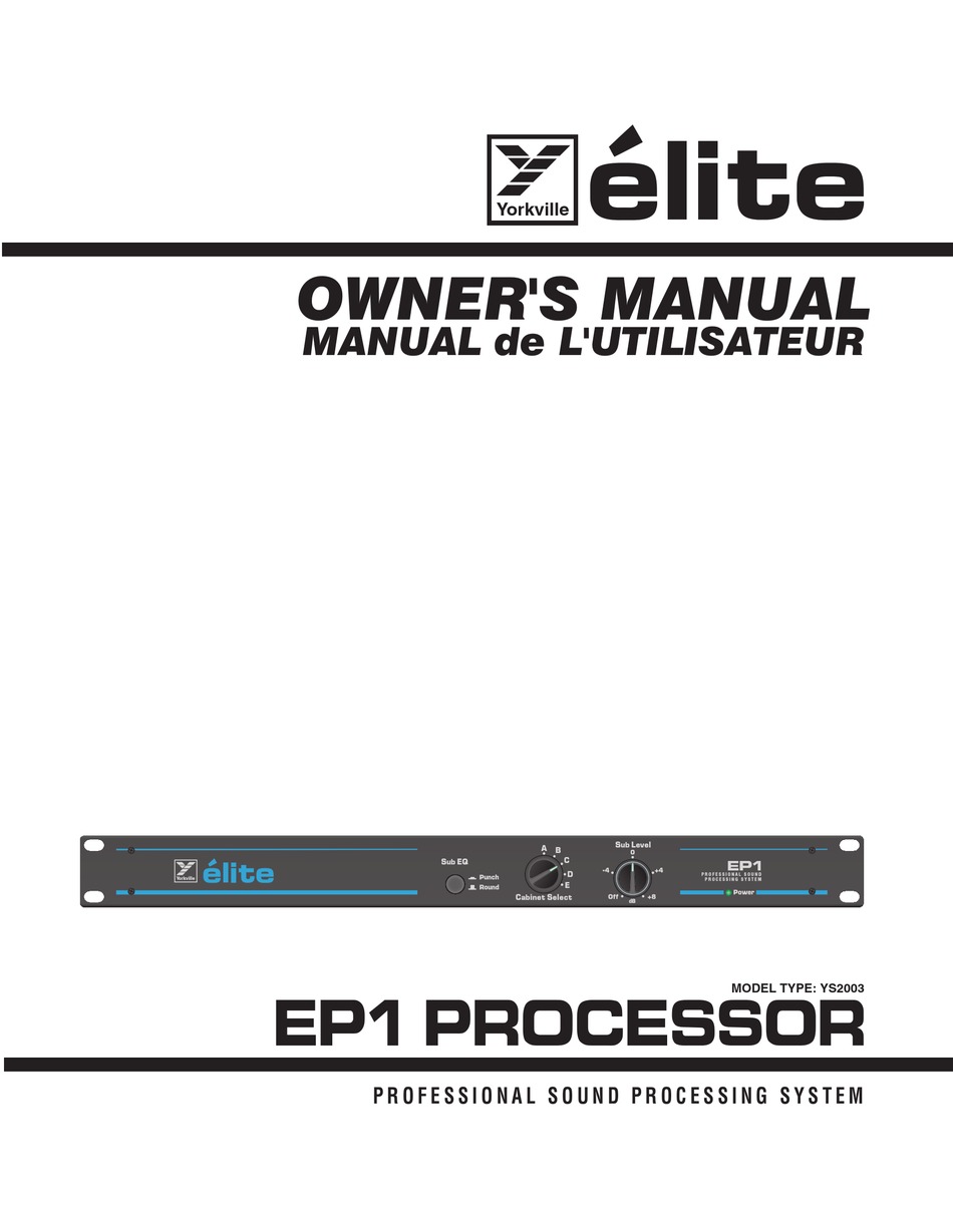 YORKVILLE EP1 PROCESSOR OWNER'S MANUAL Pdf Download | ManualsLib