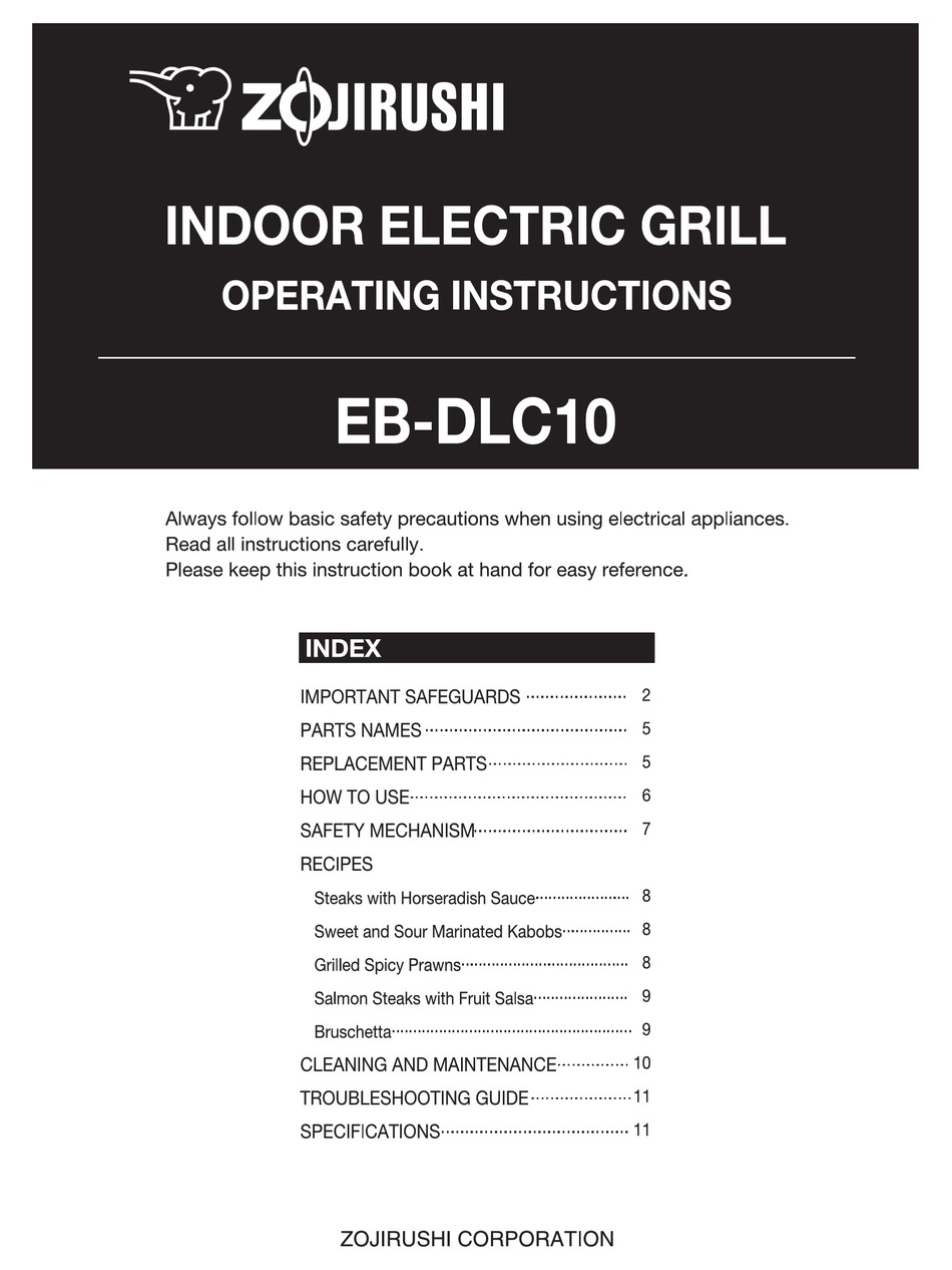  Zojirushi EB-DLC10 Indoor Electric Grill & EP-PBC10