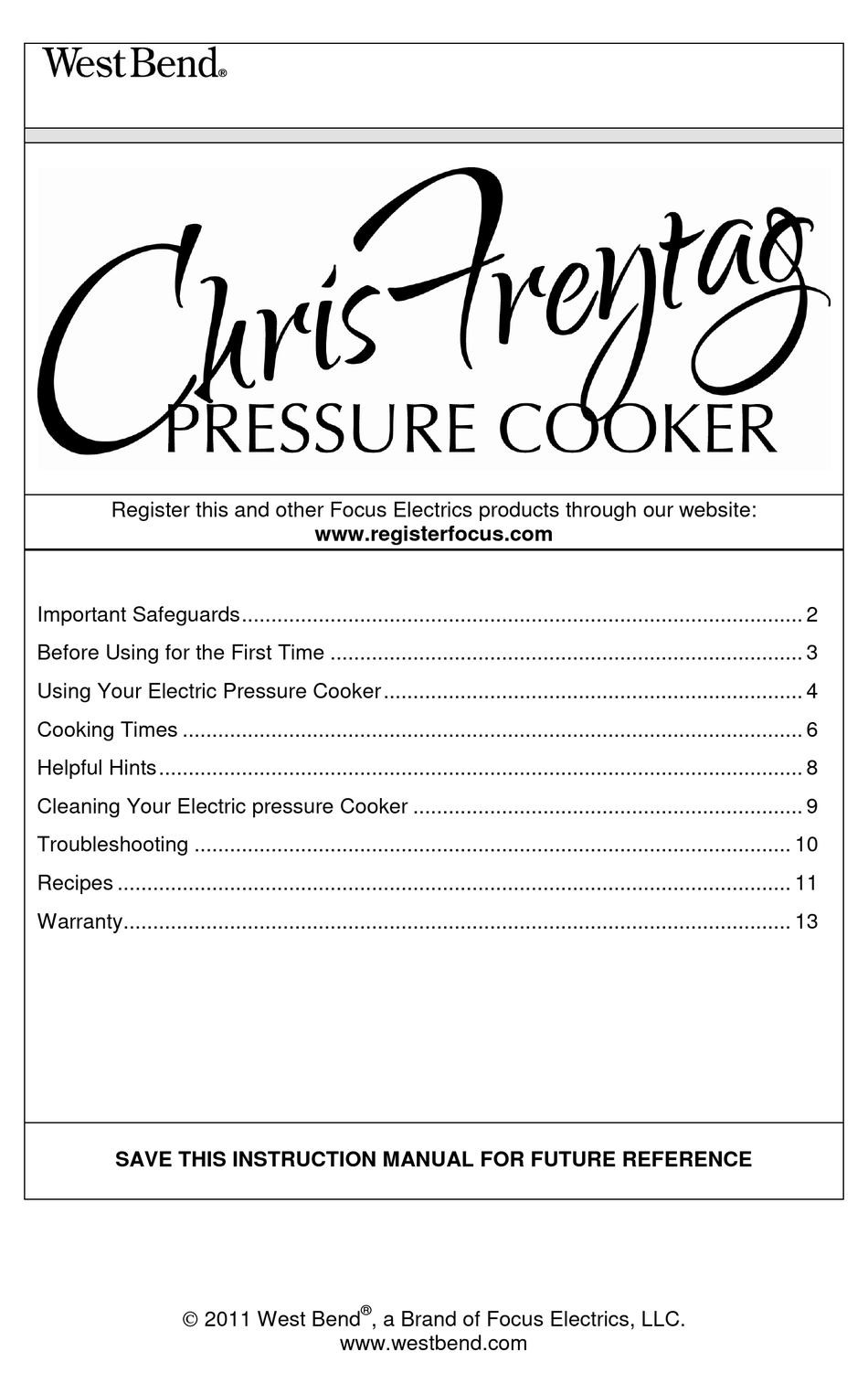 West bend ELECTRIC PRESSURE COOKER Manuals