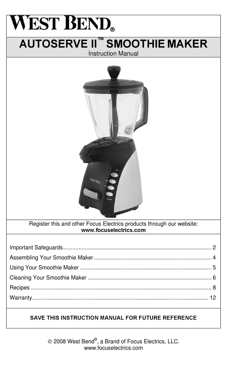 User manual WestBend Stir Crazy 82306 (English - 24 pages)