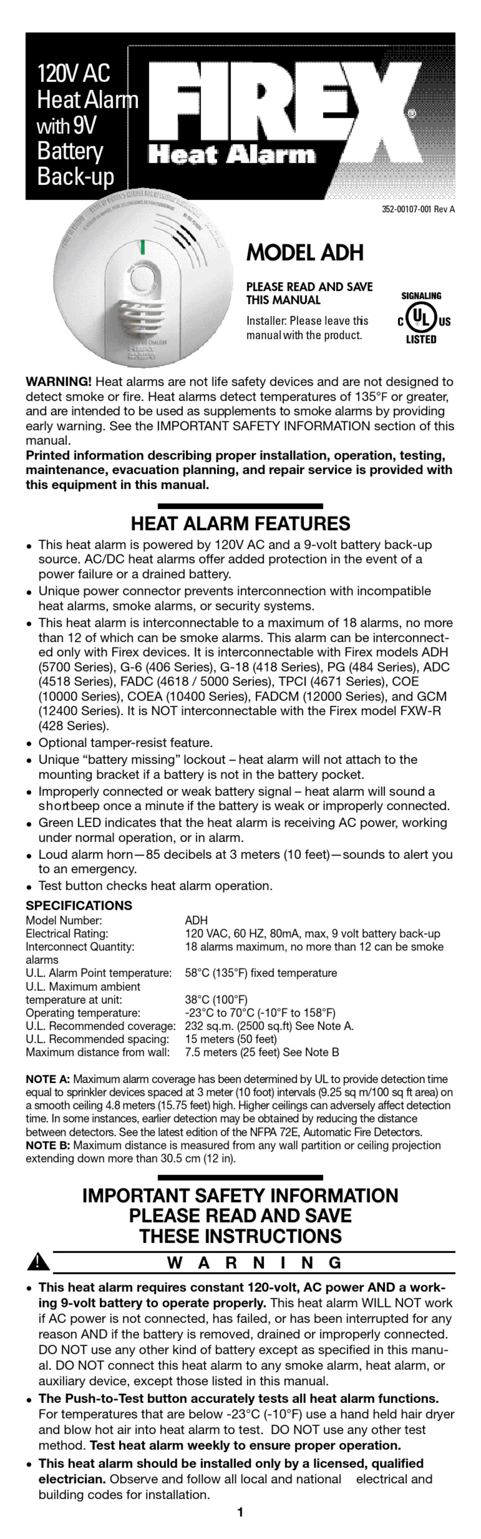 FIREX ADH OWNER'S MANUAL Pdf Download ManualsLib