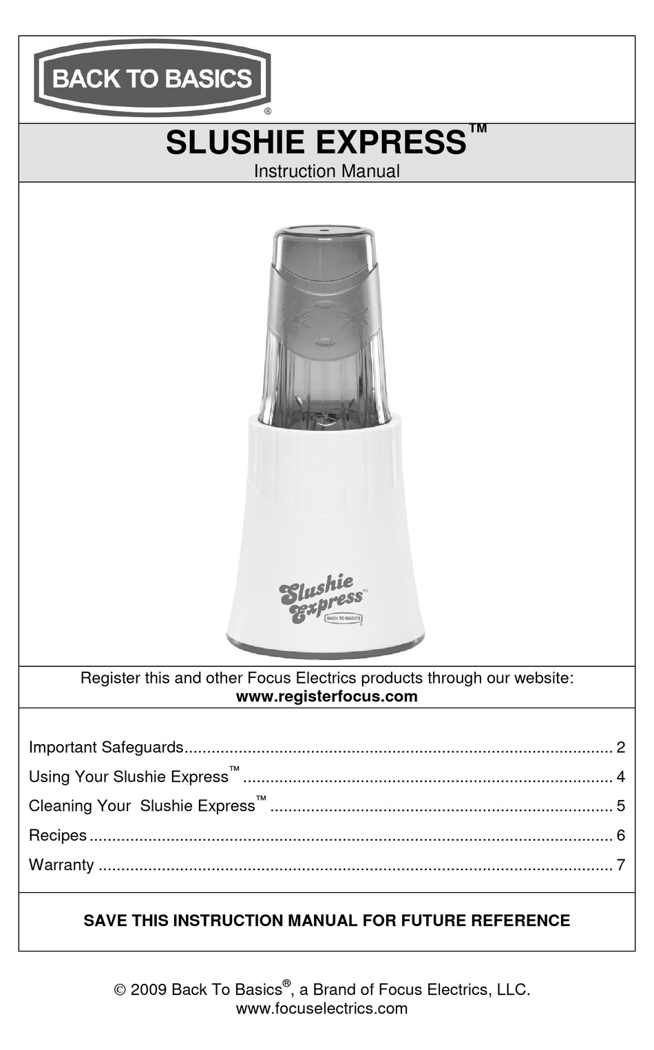 BACK TO BASICS SLUSHIE EXPRESS INSTRUCTION MANUAL Pdf Download ManualsLib