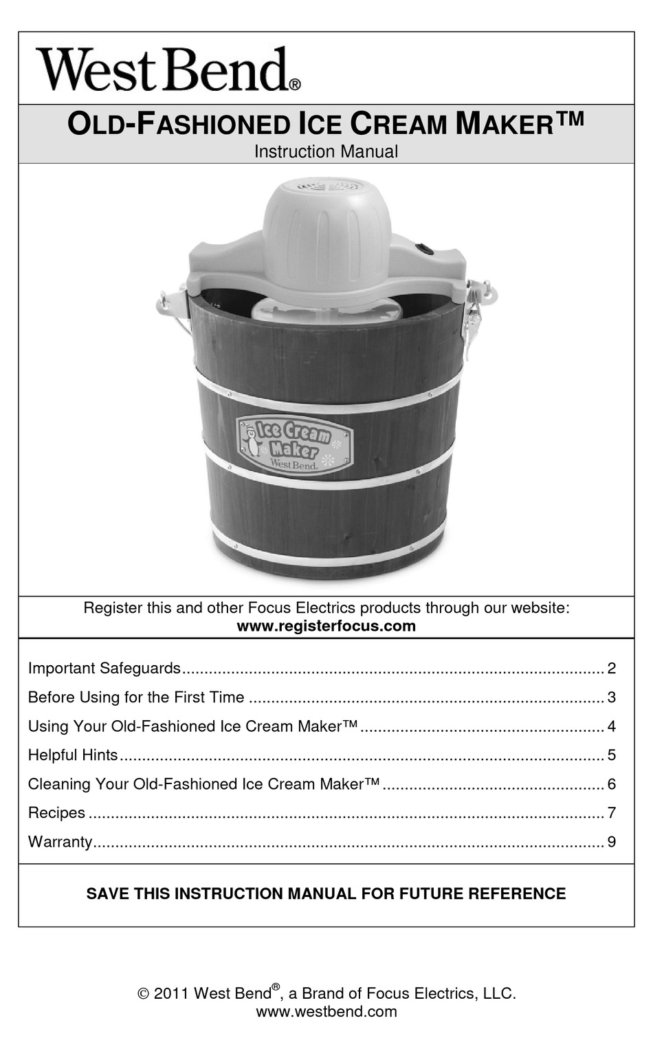 Helpful Hints West Bend Ice Cream Maker Instruction Manual Page