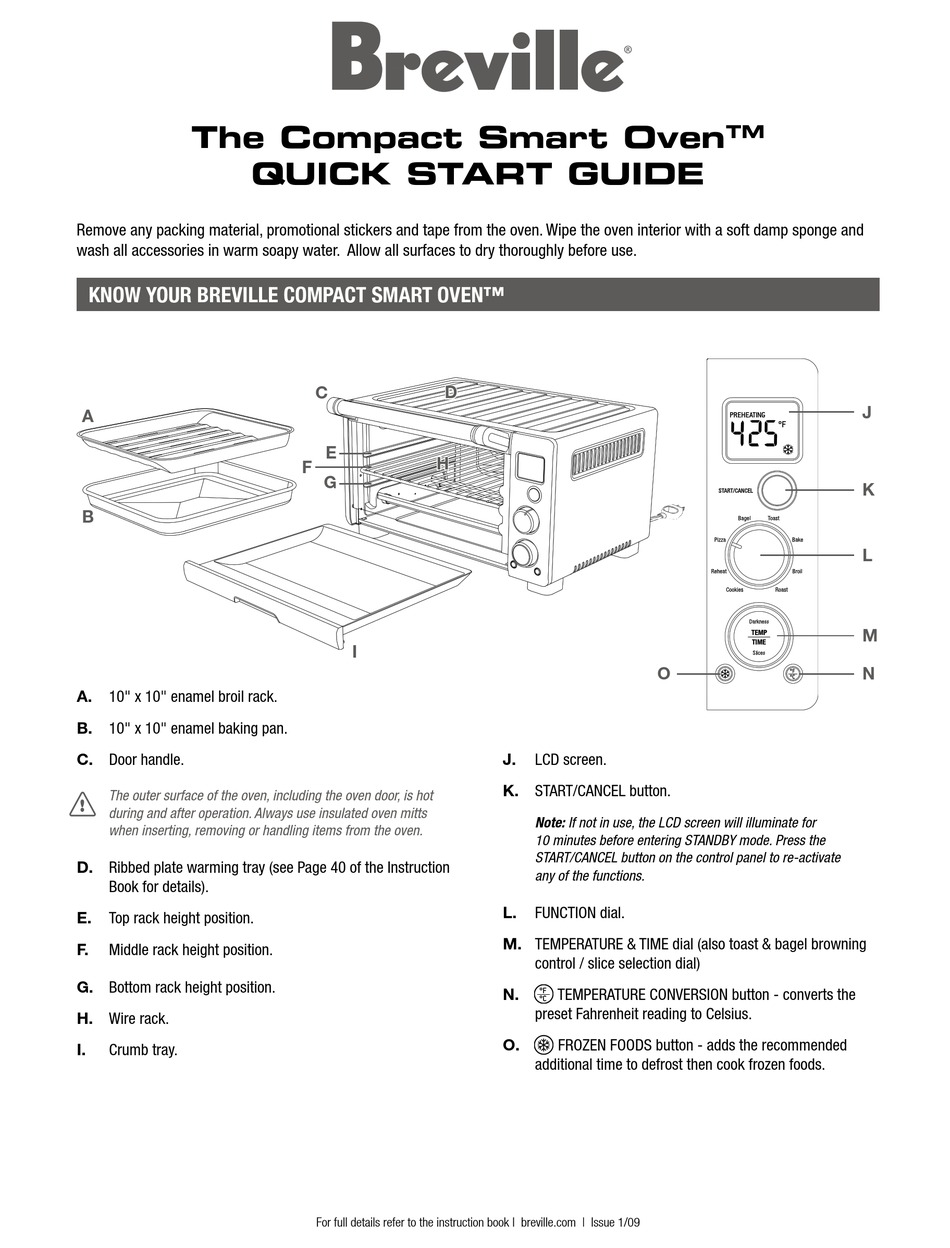 BREVILLE COMPACT SMART OVEN QUICK START MANUAL Pdf Download ManualsLib
