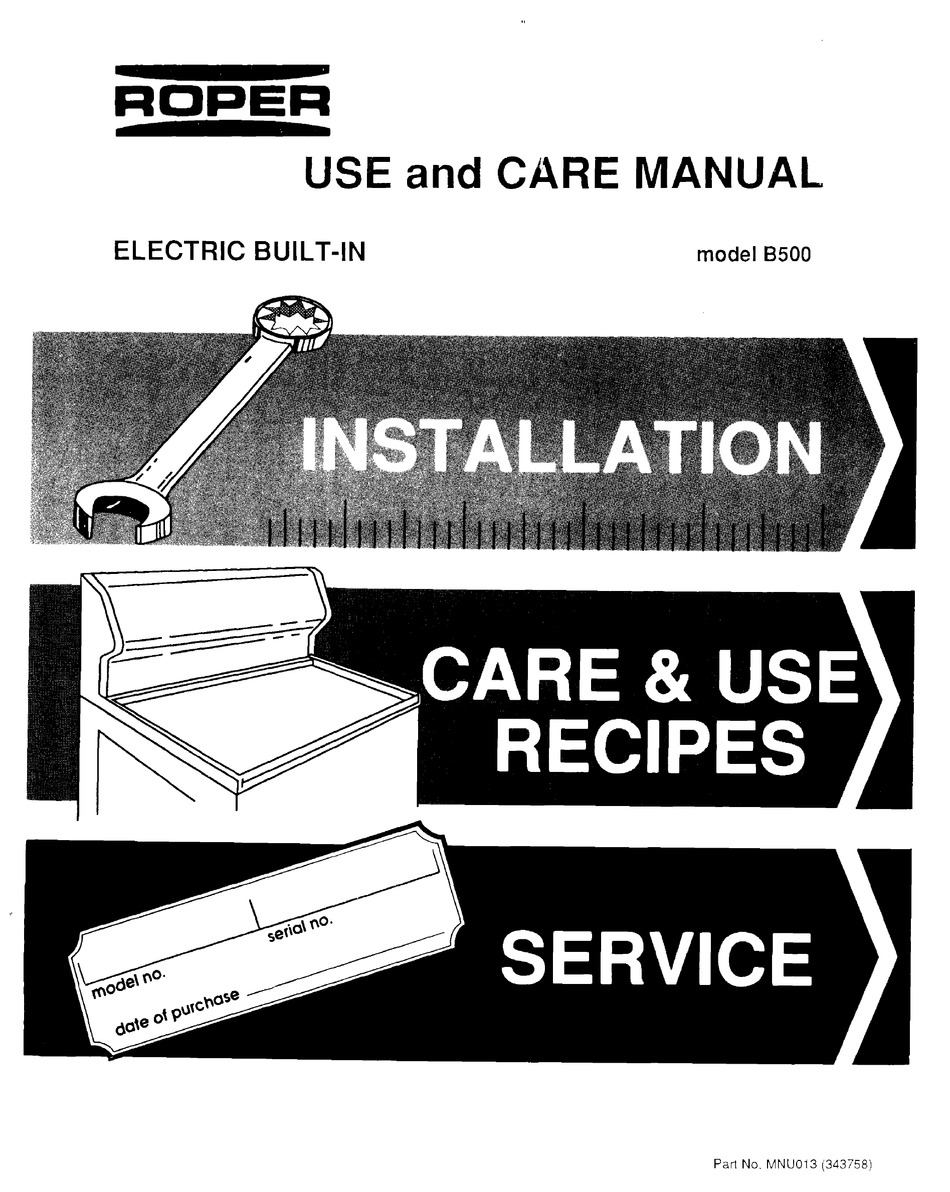 ROPER B500 USE AND CARE MANUAL Pdf Download | ManualsLib