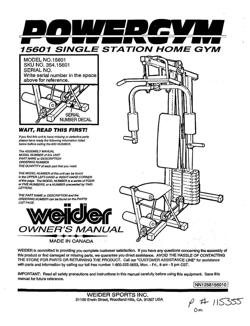 Weider home best sale gym manual