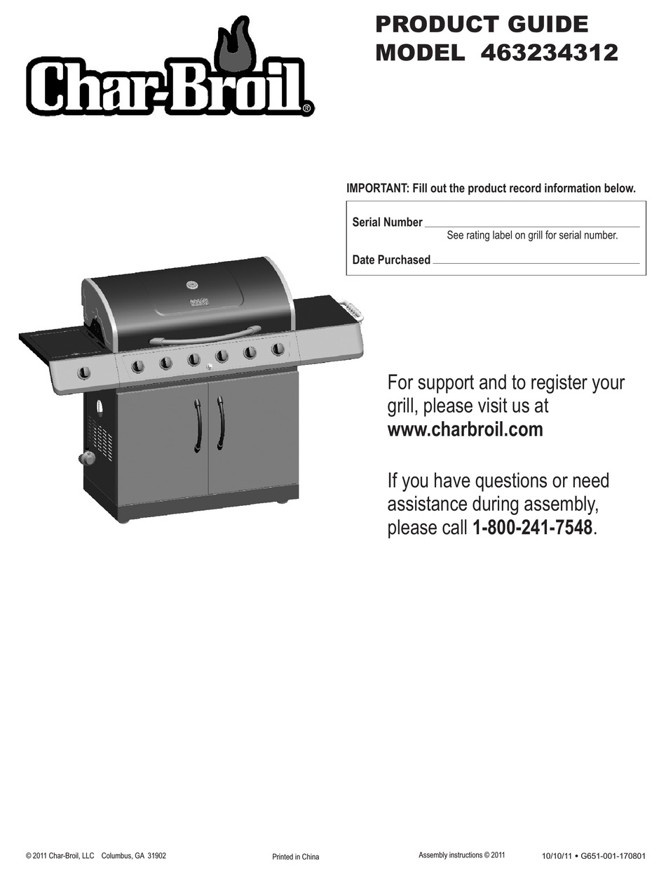 CHAR BROIL 463234312 PRODUCT MANUAL Pdf Download ManualsLib