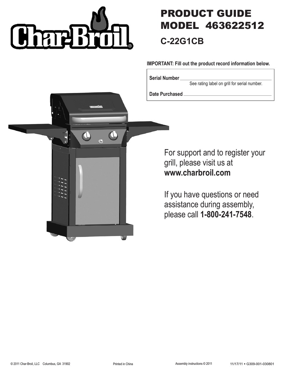 CHAR-BROIL 463622512 PRODUCT MANUAL Pdf Download | ManualsLib