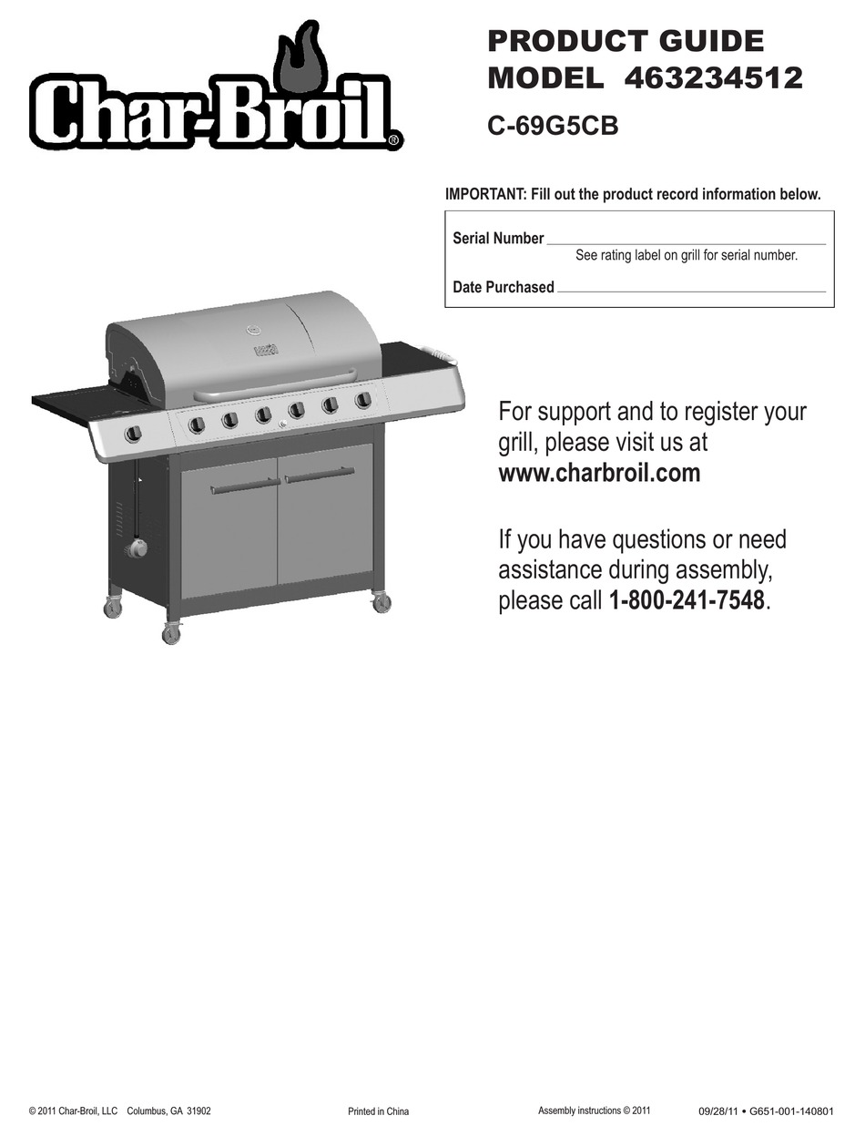 CHAR BROIL 463234512 PRODUCT MANUAL Pdf Download ManualsLib