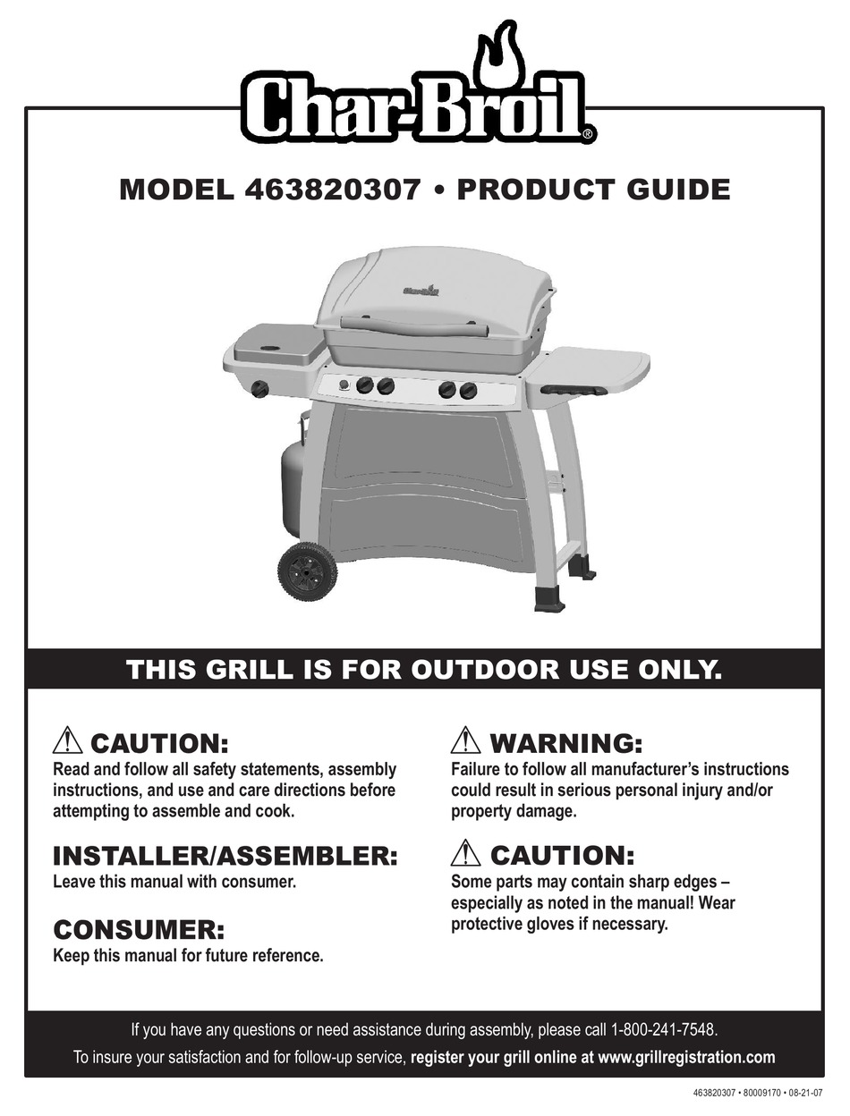 CHAR BROIL 463820307 PRODUCT MANUAL Pdf Download ManualsLib