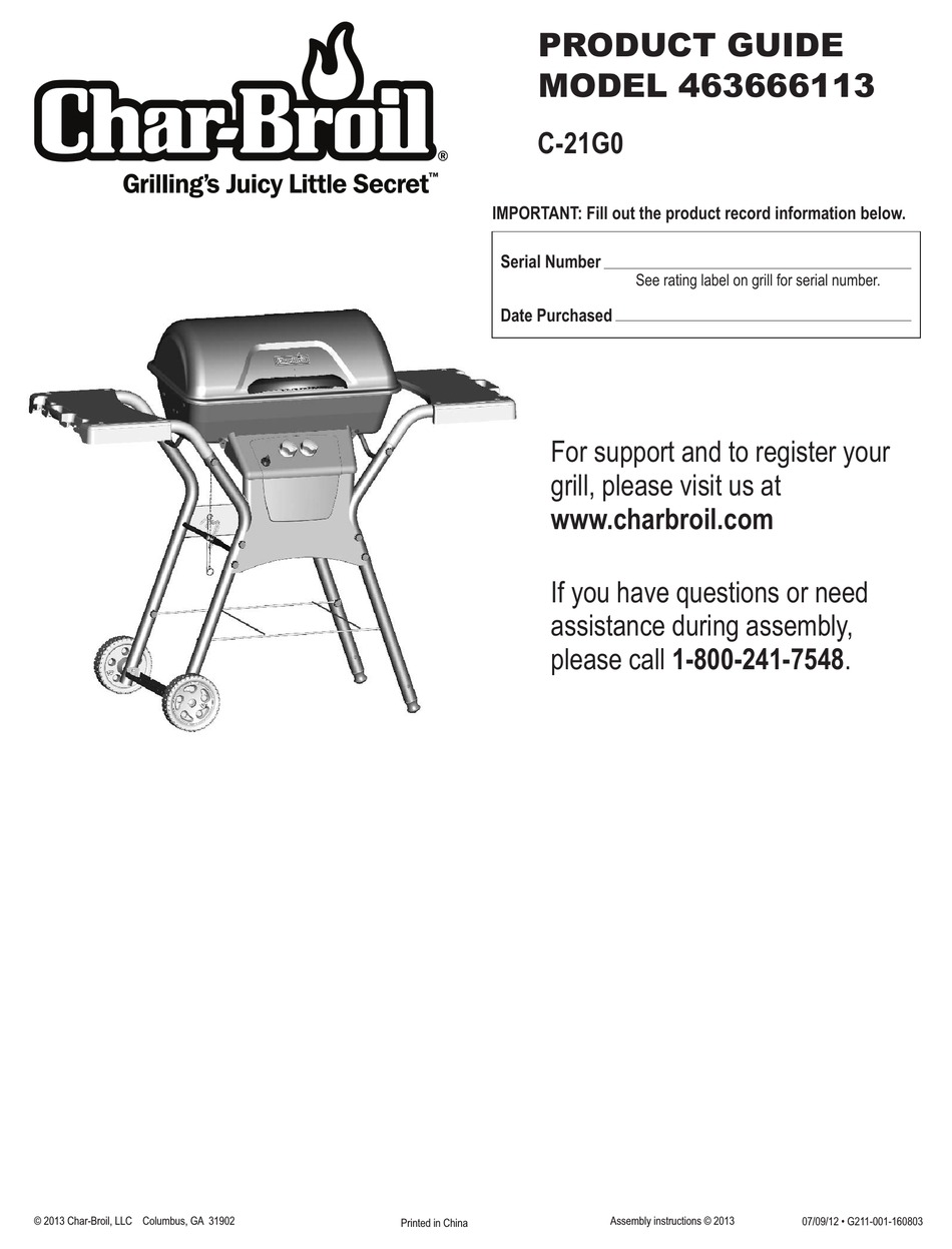 CHAR BROIL 463666113 PRODUCT MANUAL Pdf Download ManualsLib