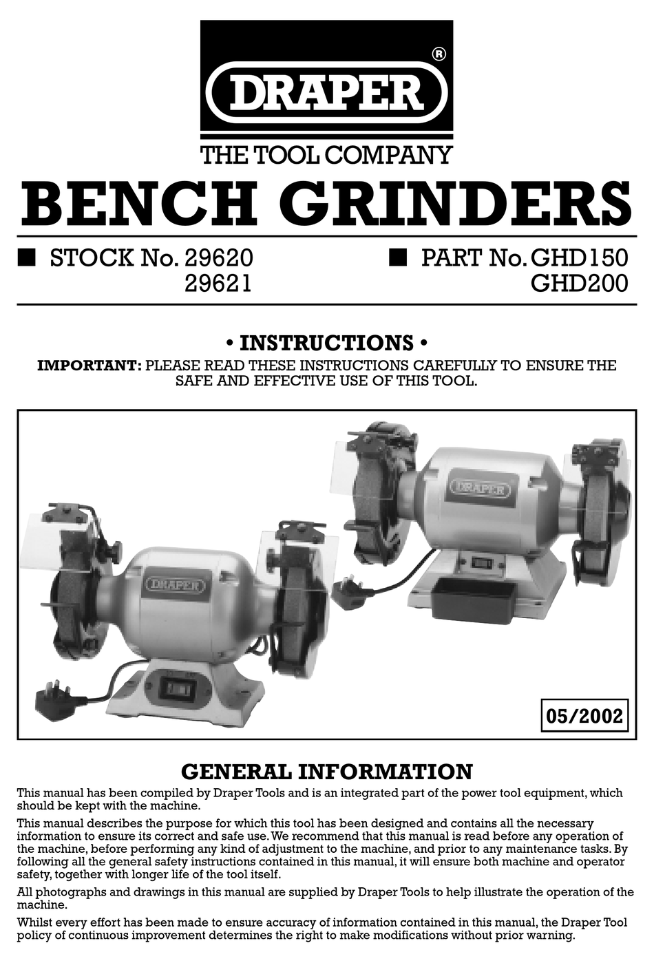 DRAPER GHD150 INSTRUCTIONS MANUAL Pdf Download ManualsLib