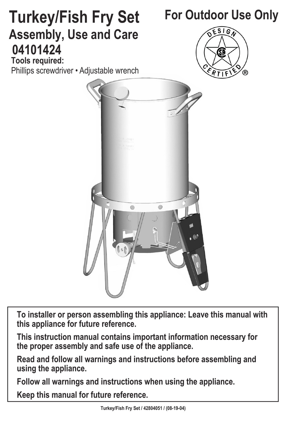 CHAR BROIL 4101424 ASSEMBLY USE INSTRUCTIONS Pdf Download