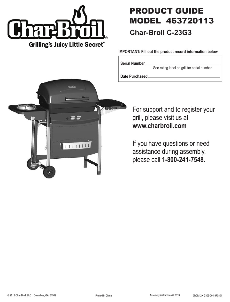 CHAR BROIL C 23G3 PRODUCT MANUAL Pdf Download ManualsLib