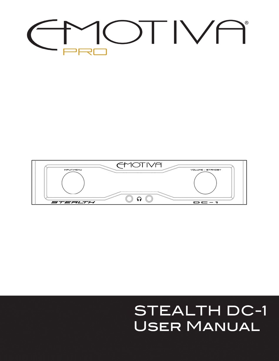 Emotiva Pro Stealth Dc 1 User Manual Pdf Download Manualslib