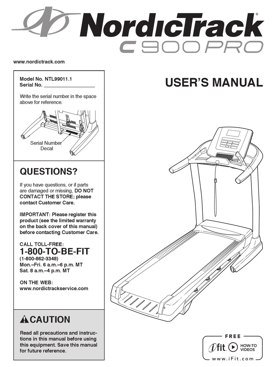 Nordictrack a2105 best sale treadmill manual