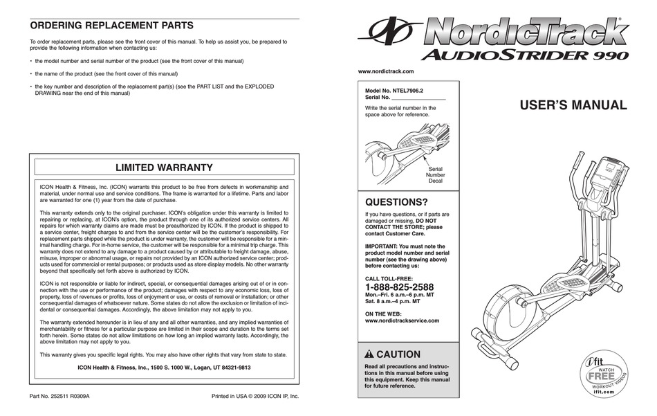 Nordictrack 990 elliptical online manual