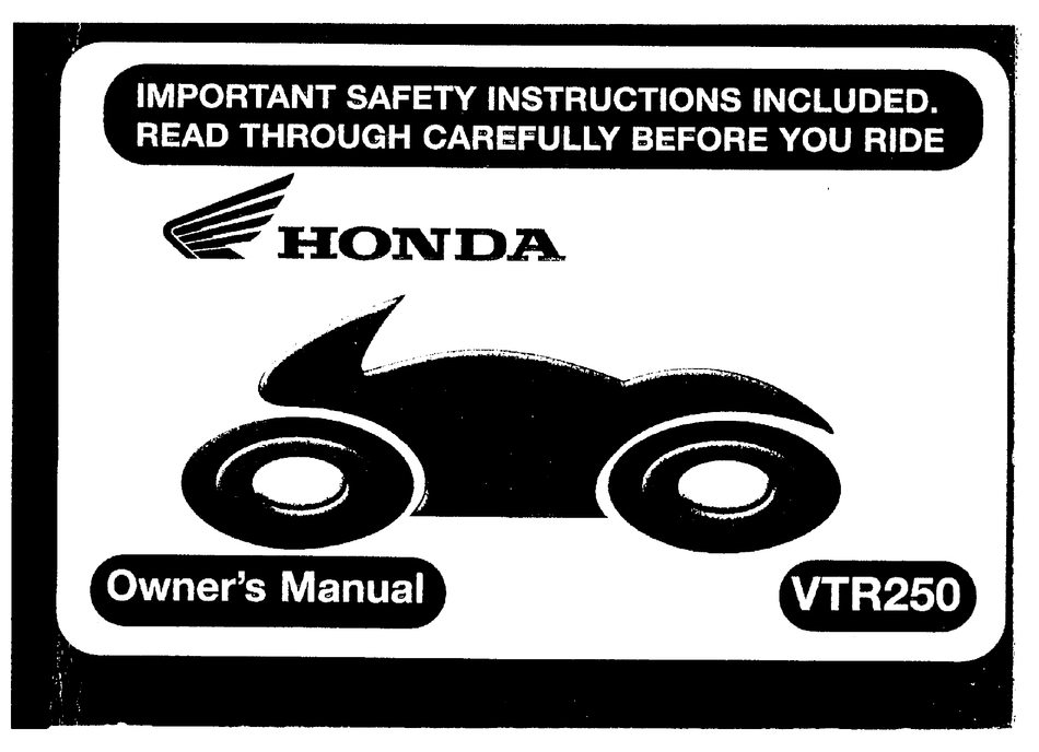 Honda Vtr250 Owner S Manual Pdf Download Manualslib