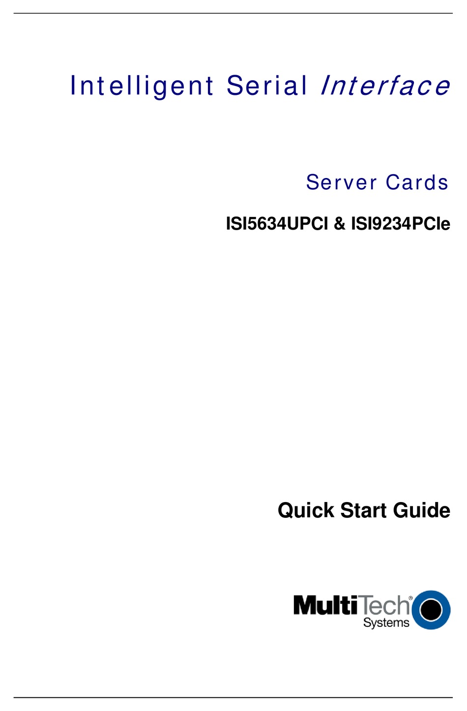 MULTITECH ISI5634UPCI QUICK START MANUAL Pdf Download ManualsLib
