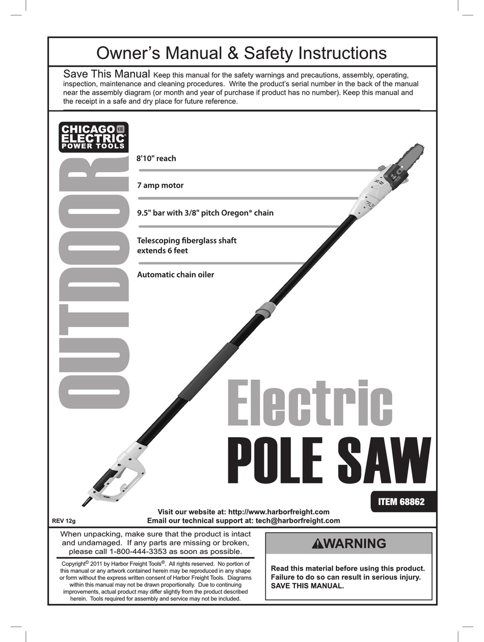 Chicago electric store pole saw 68862