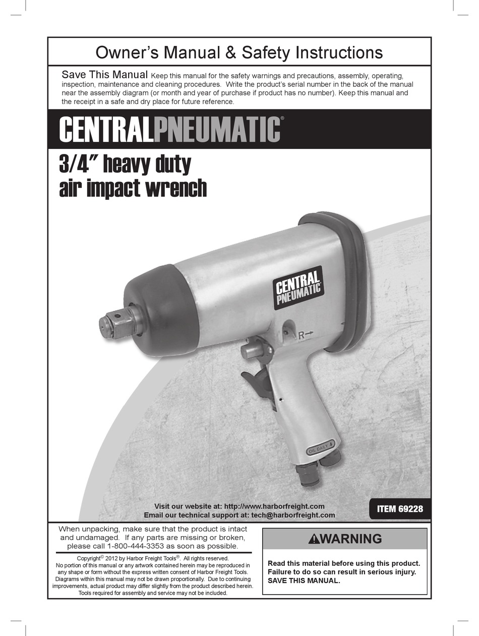 Central pneumatic air impact deals wrench 61718