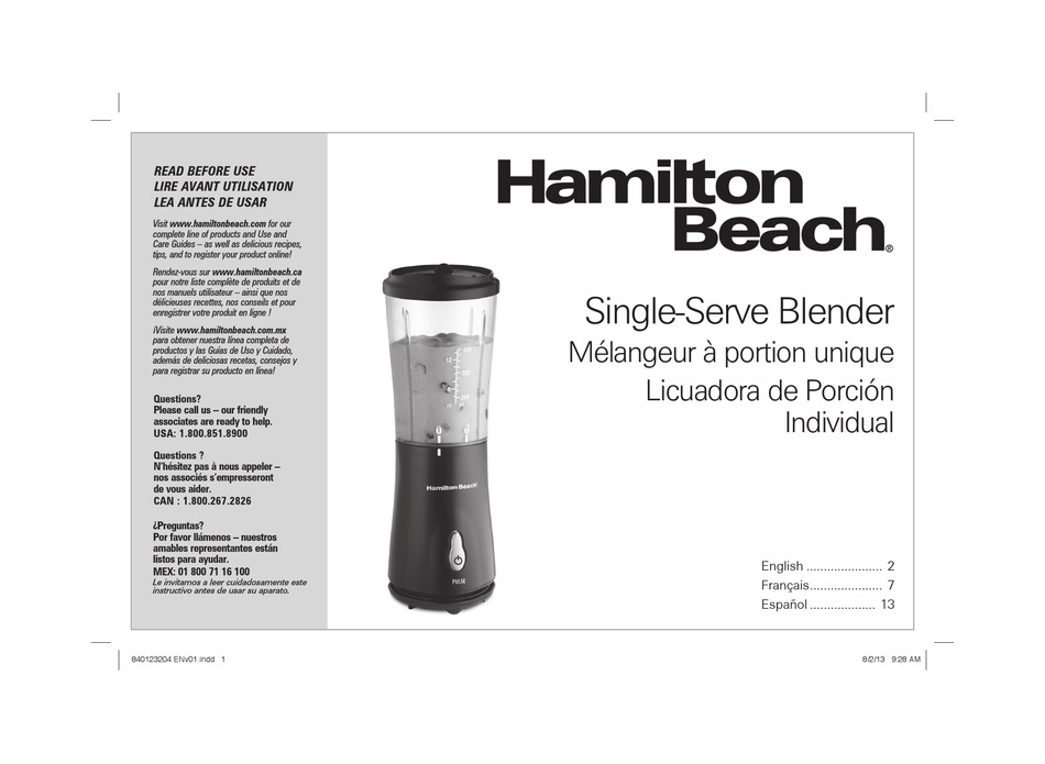 HAMILTON BEACH 51101 USER MANUAL Pdf Download | ManualsLib