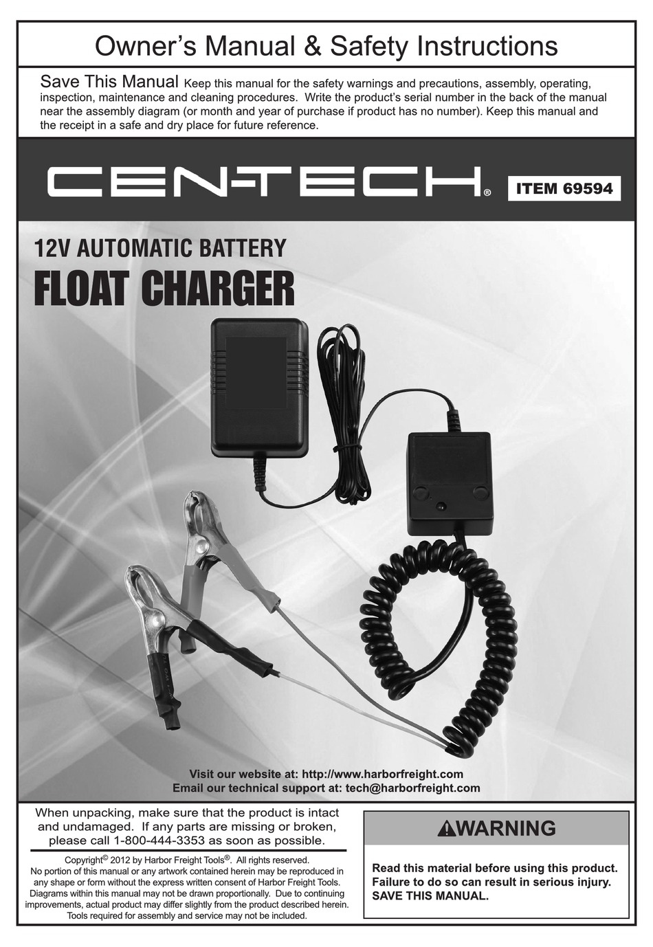CENTECH 69594 OWNER'S MANUAL Pdf Download | ManualsLib