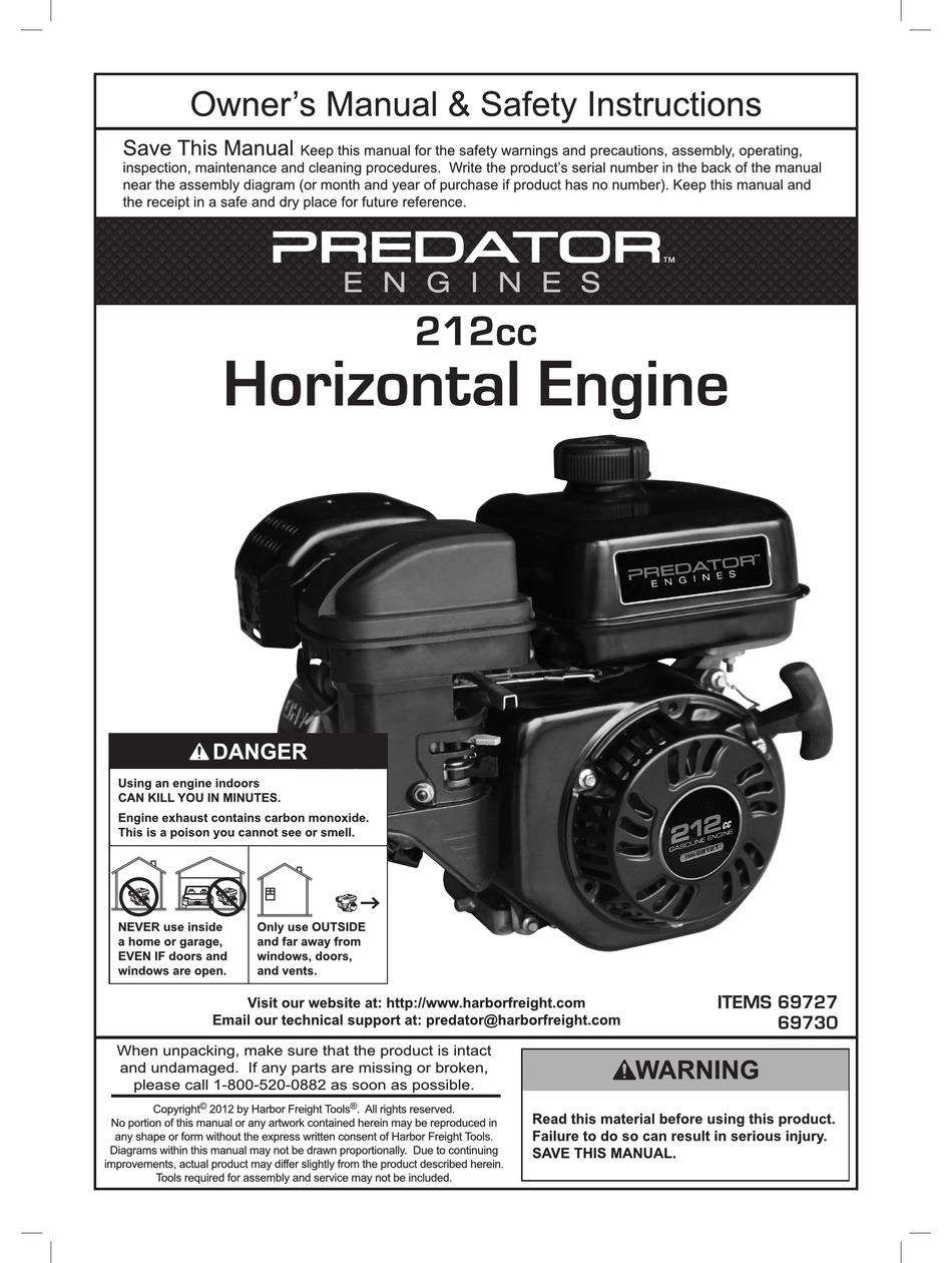 Near инструкция. 212cc OHV. Predator 212. Harbor freight Tools Predator 212cc Chost. Gasoline engine owners manual.