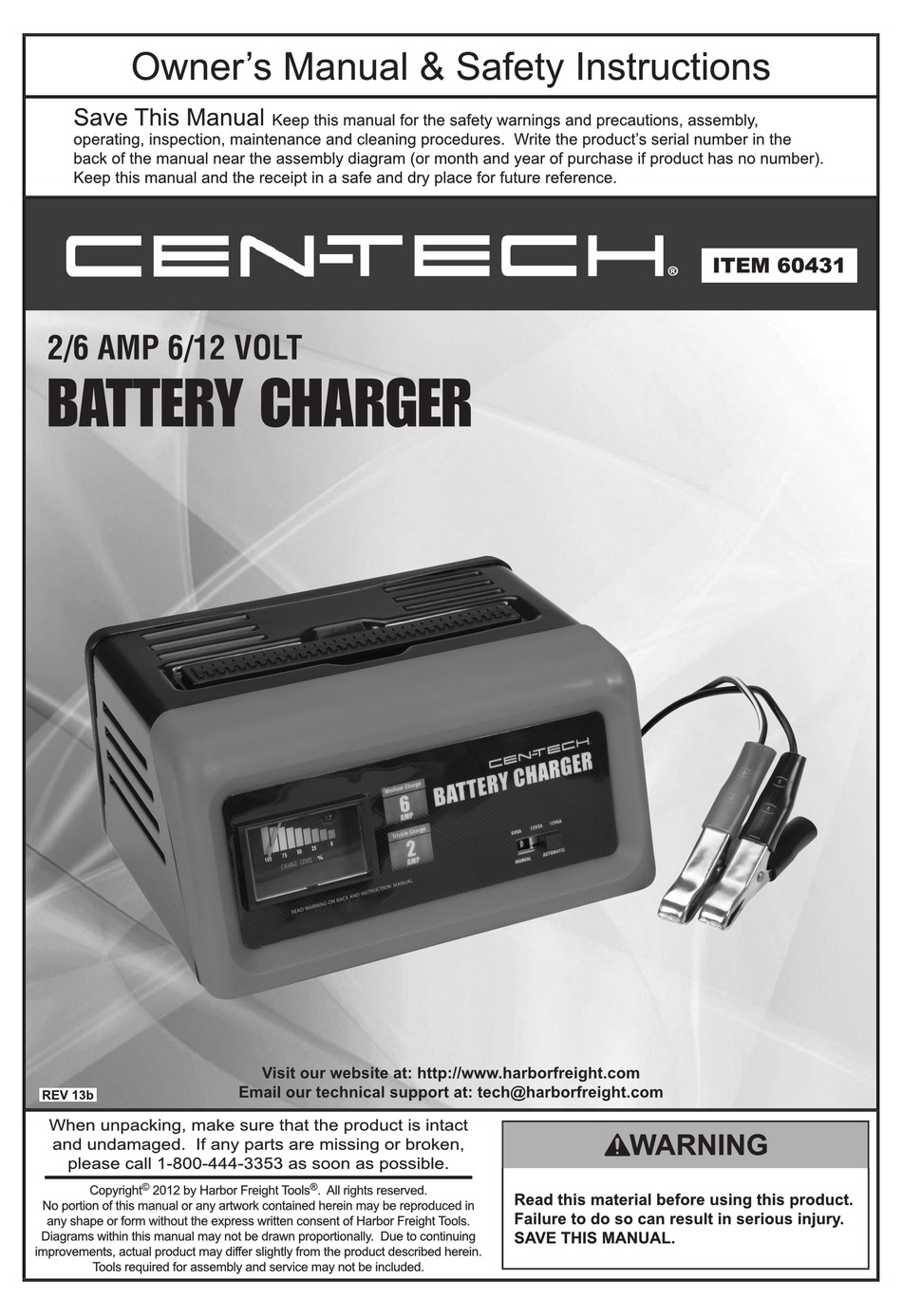 63423 cen tech battery charger fix
