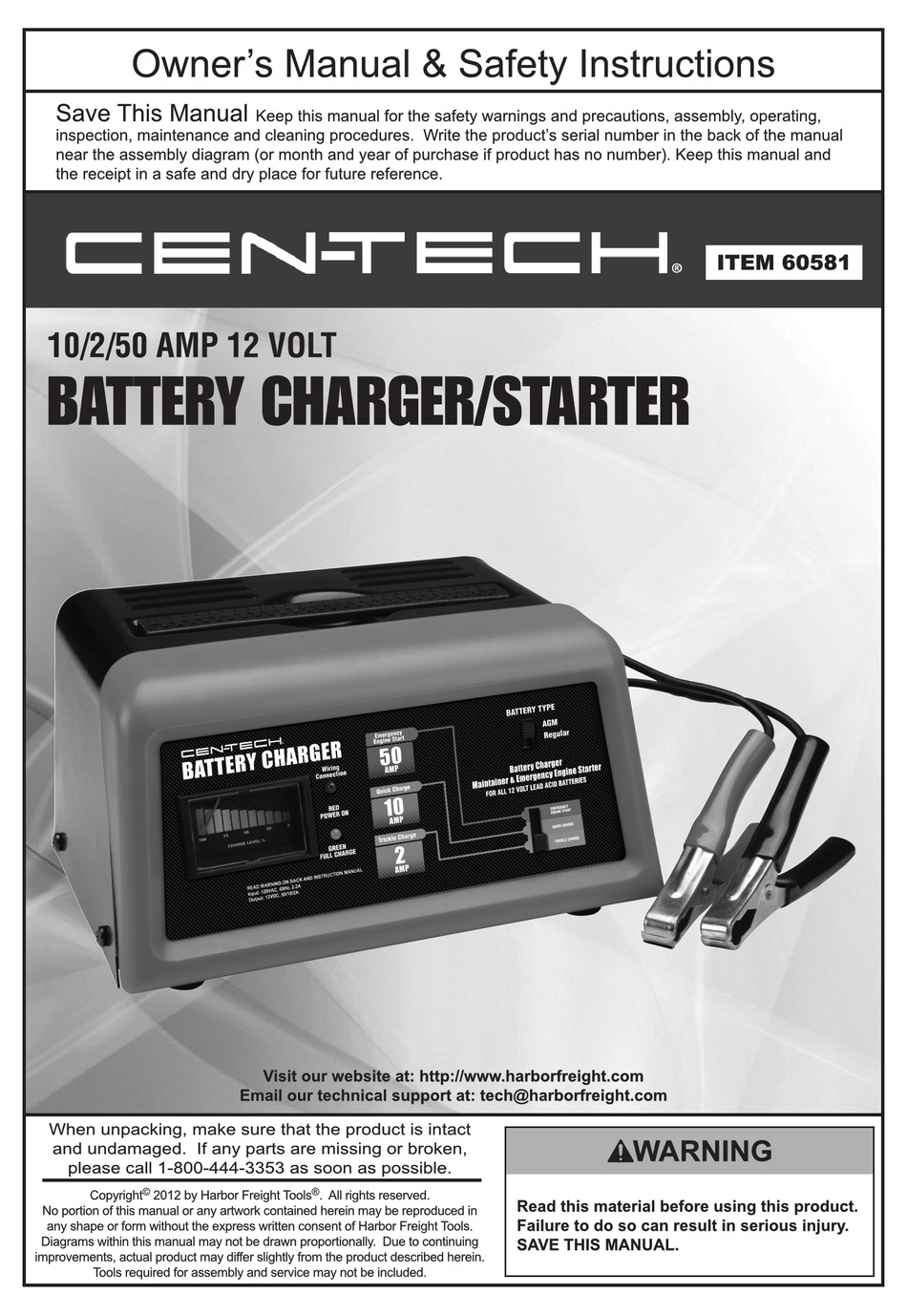 Cen Tech 60581 Owner S Manual Pdf Download Manualslib