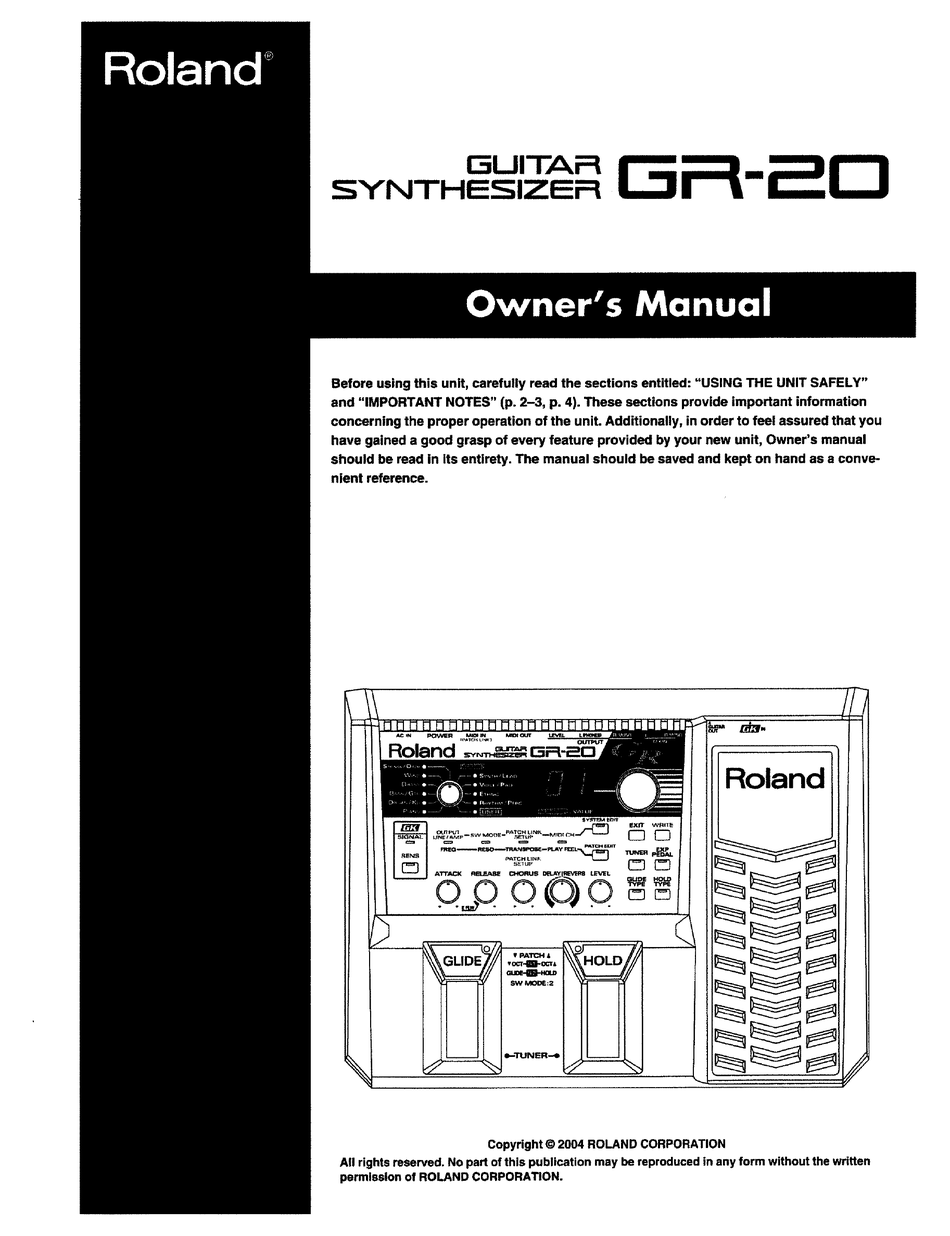 ROLAND GR-20 OWNER'S MANUAL Pdf Download | ManualsLib