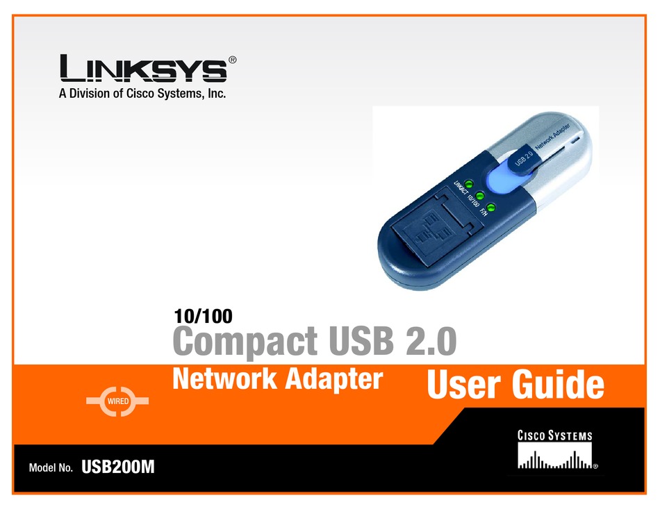 Cisco Linksys 10/100 Compact USB 2.0 Network Adapter USB 2.0 USB200M Wired 