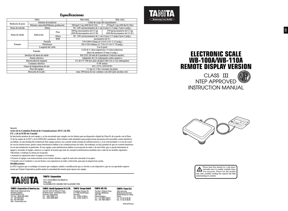 Tanita WB-100A Digital Physician Scale