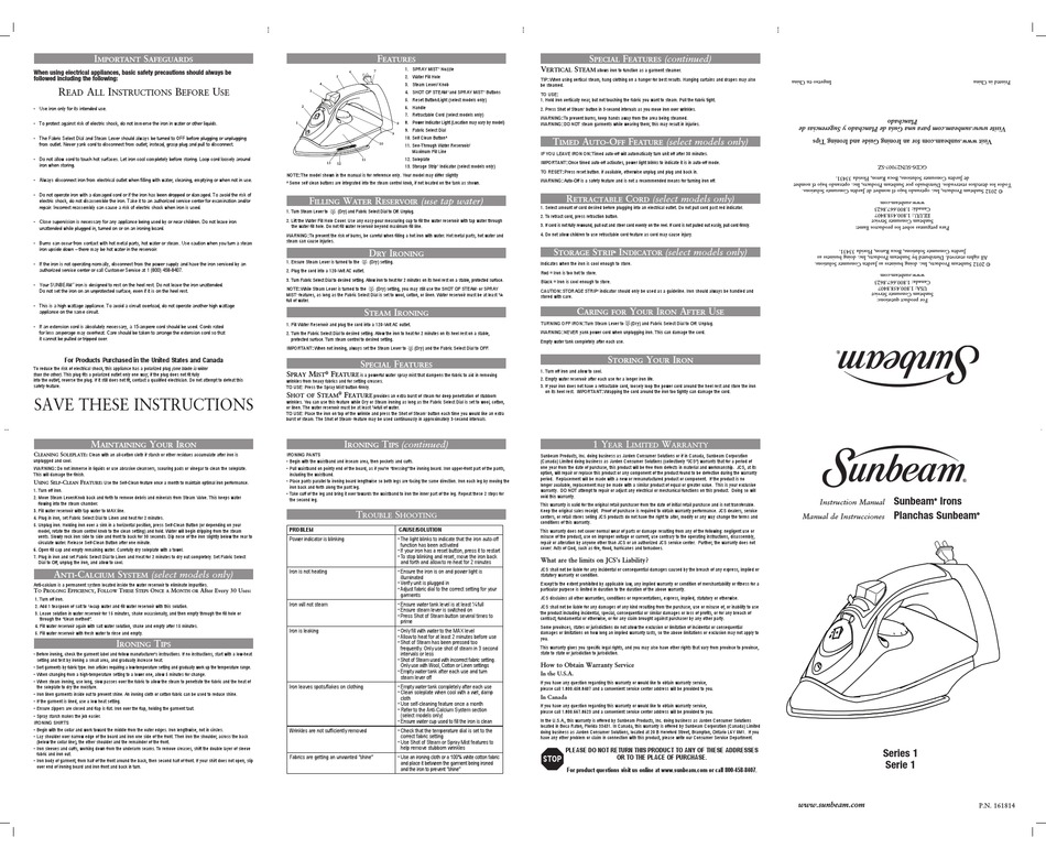 SUNBEAM SERIES 1 INSTRUCTION MANUAL Pdf Download | ManualsLib