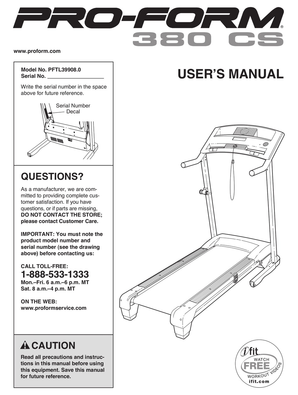 PRO-FORM 380 CS USER MANUAL Pdf Download | ManualsLib