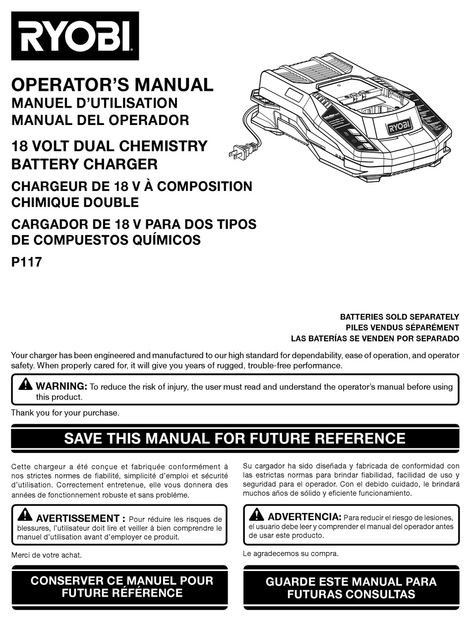 RYOBI P117 OPERATOR'S MANUAL Pdf Download | ManualsLib