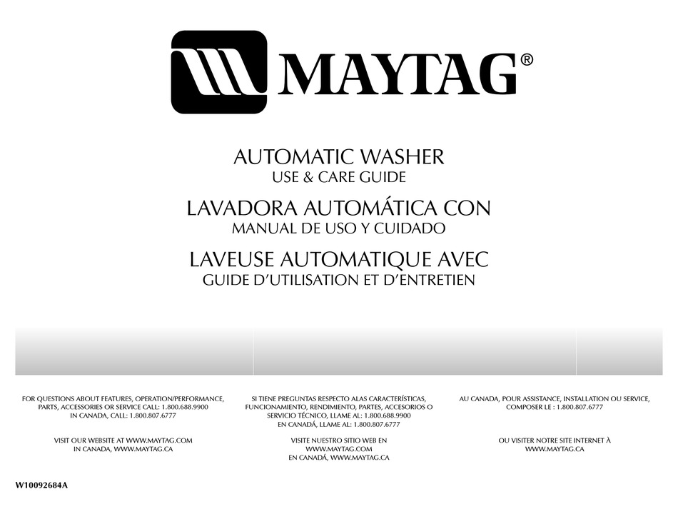 MAYTAG AUTOMATIC WASHER USE & CARE MANUAL Pdf Download | ManualsLib