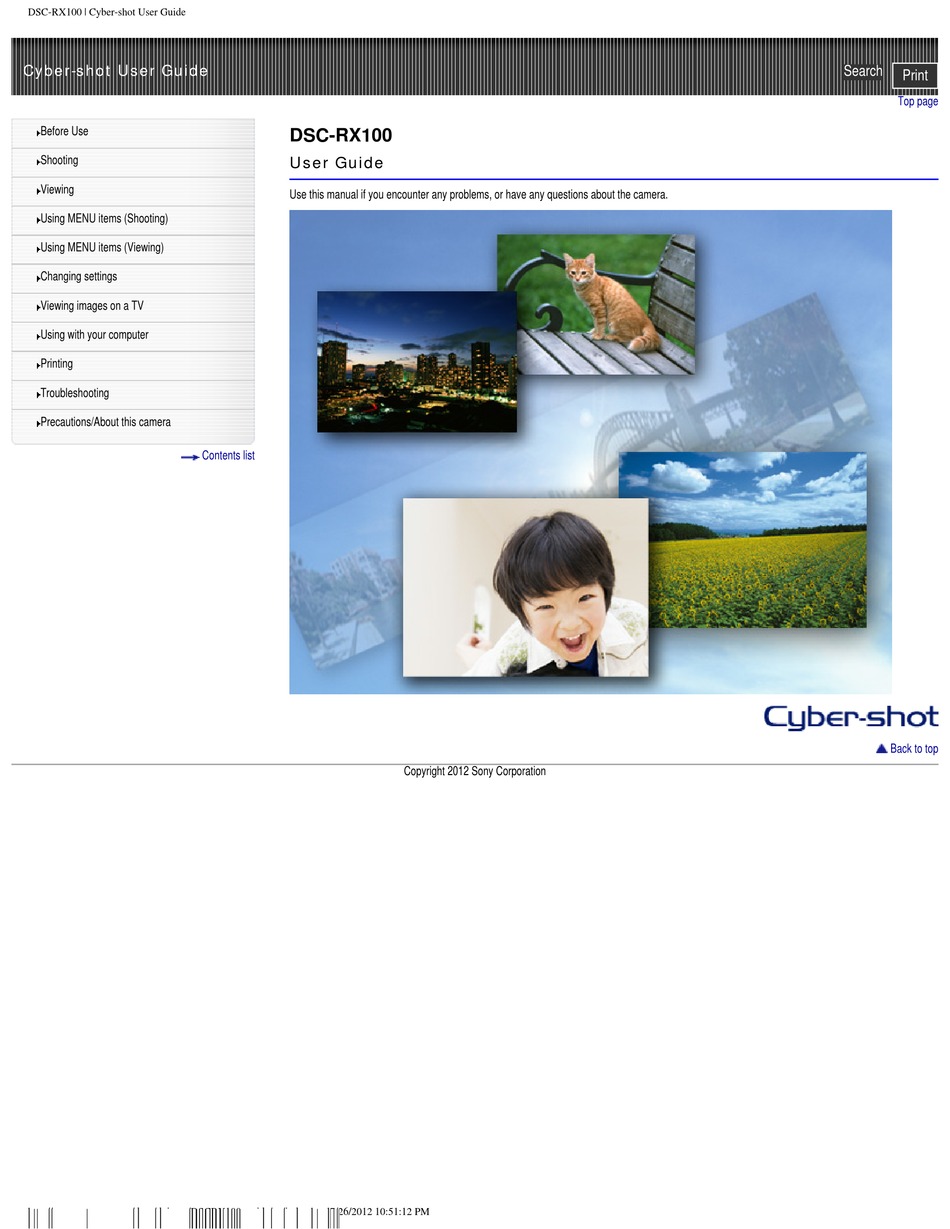 SONY CYBERSHOT DSCRX100 USER MANUAL Pdf Download ManualsLib