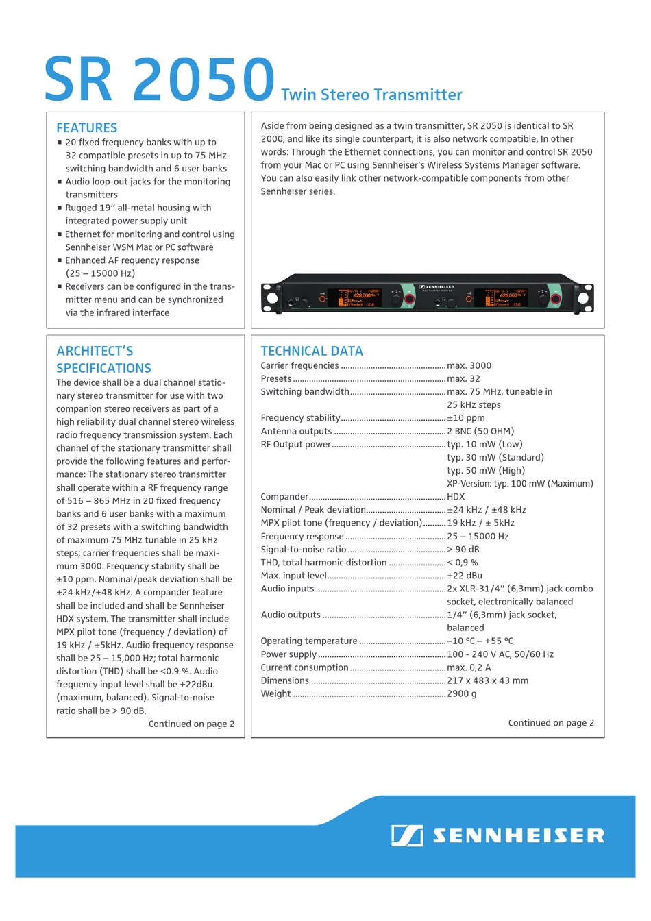 sennheiser sr 2050