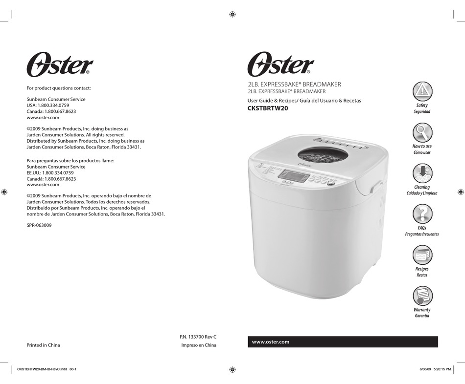 Oster Ckstbrtw20 User Manual Recipe Book Pdf Download Manualslib