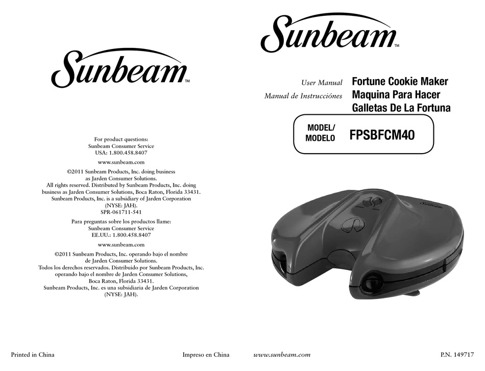 sunbeam 5837 33 manual