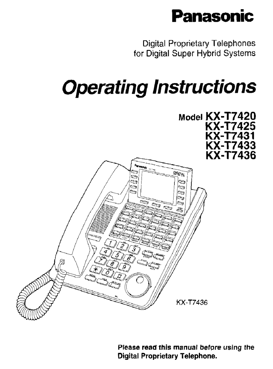 PANASONIC KXT7420 OPERATING INSTRUCTIONS MANUAL Pdf Download ManualsLib