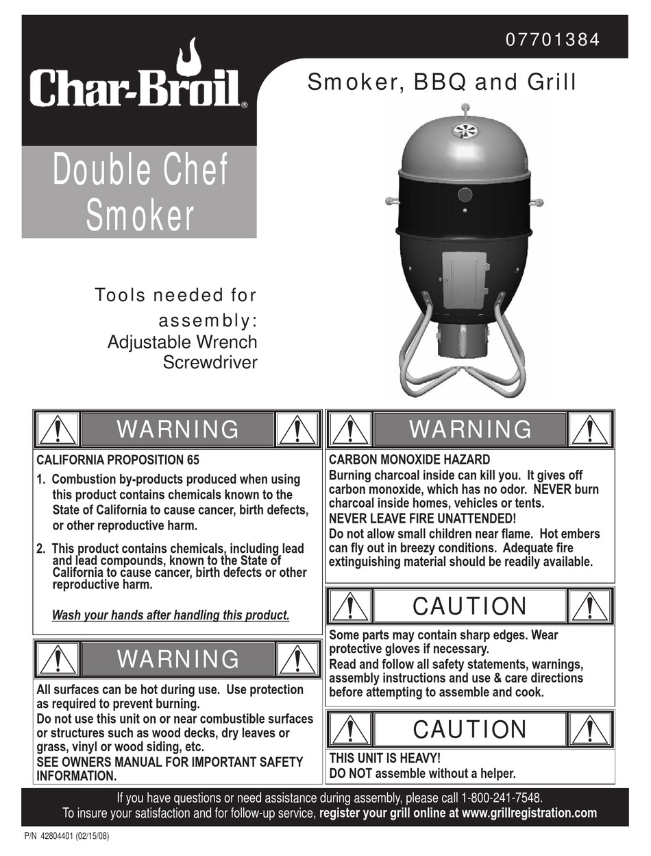 CHAR BROIL DOUBLE CHEF SMOKER MANUAL Pdf Download ManualsLib