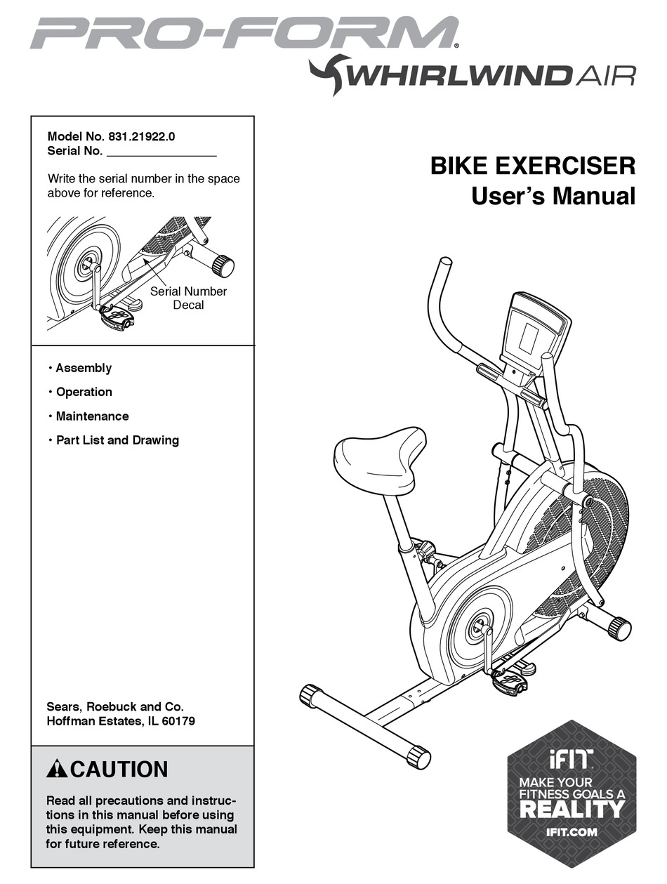 Pro Form Whirlwind Air User Manual Pdf Download Manualslib