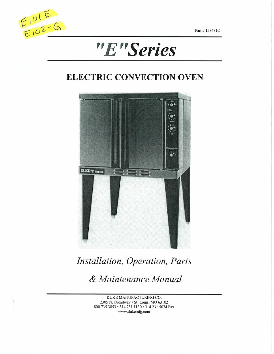 DUKE E101E INSTALLATION, OPERATION, PARTS & MAINTENANCE MANUAL Pdf
