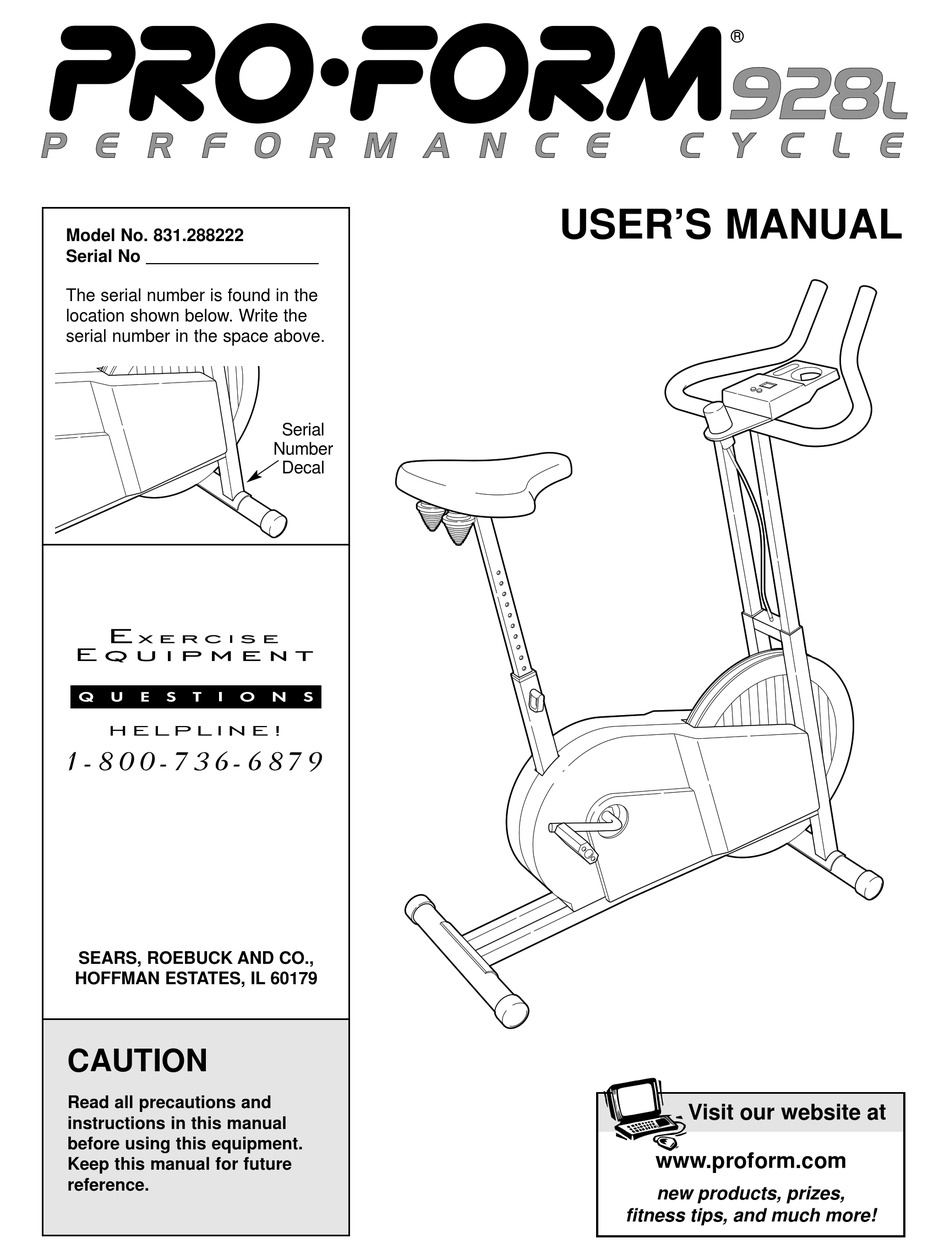 proform 928l exercise bike