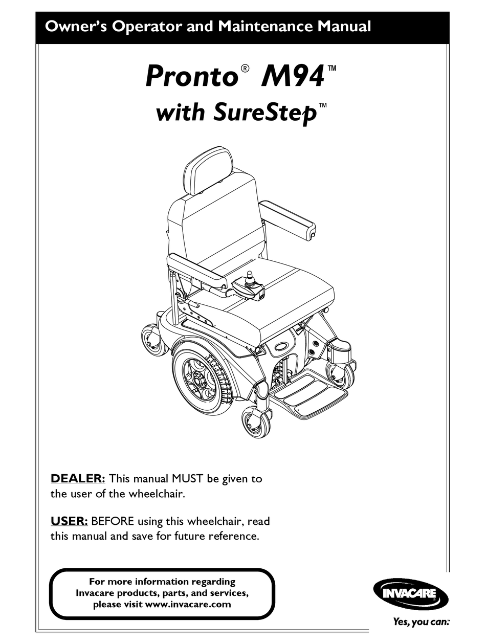 INVACARE PRONTO M94 OWNER'S MANUAL Pdf Download | ManualsLib