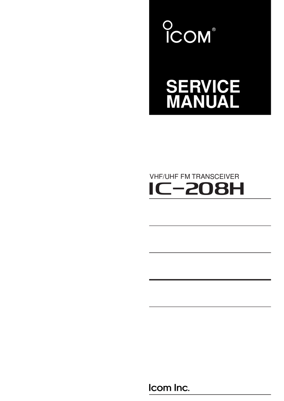 ICOM IC-208H SERVICE MANUAL Pdf Download | ManualsLib